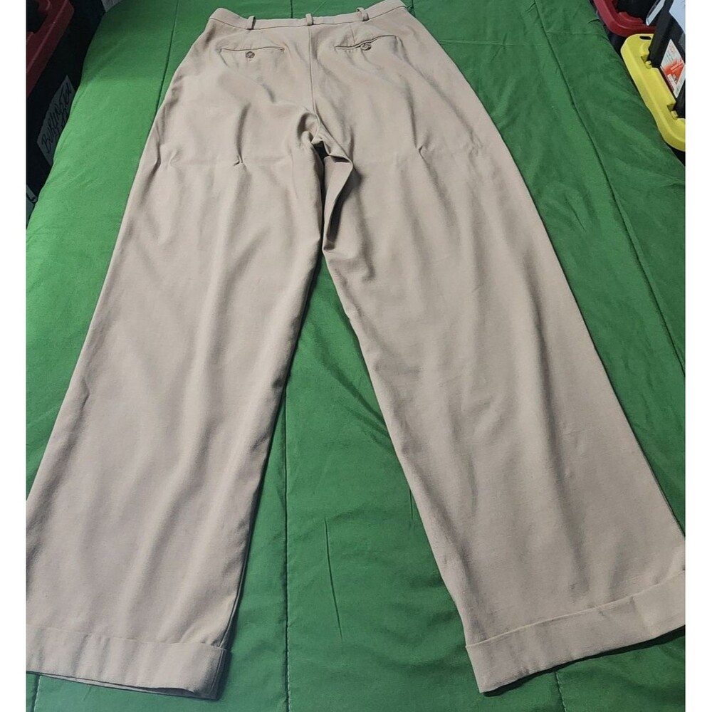 Vintage Ralph Lauren Baggy Wide Cuffed Legs Women's Pants Beige Size 10 - Picture 12 of 16
